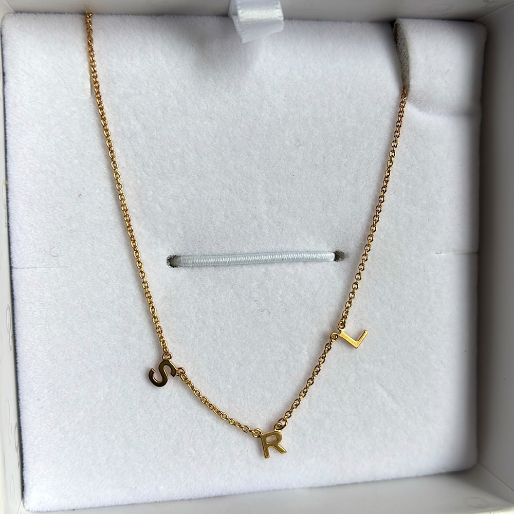 18k Gold vermeil oak and Luna initial name necklace SRL